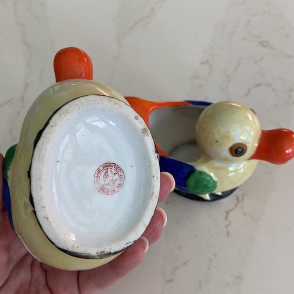 Vintage Handpainted Lusterware Duck Cream and Sugar Set Made in Japan - Picture 10 of 11